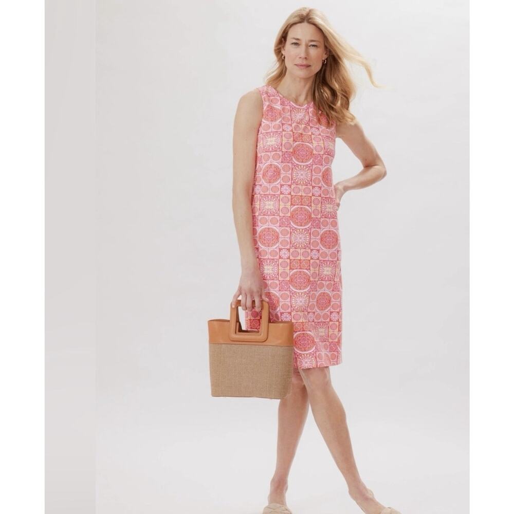 J. McLaughlin Sophia Sleeveless Dress - XS Pink Catalina Cloth Resortwear Preppy